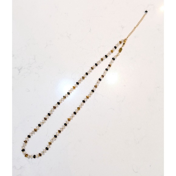 16 Inch Multi Color Gemstone Gold Seed Bead Necklace with 2 Inch Extender. - Picture 2 of 5